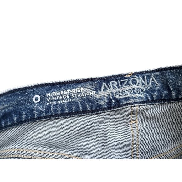 ARIZONA Womens Size 0 Highest Rise Vintage Straight Destroyed Studded Blue Jeans - Picture 9 of 9